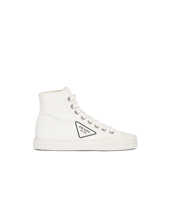 Prada Bomull Canvas High-top Sneakers Ivory | ORIJGL257