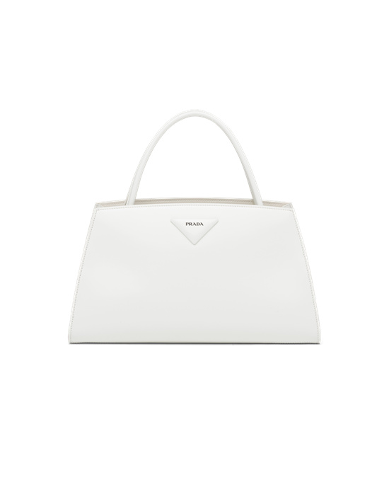 Prada Brushed Lær Handbag Hvite | VZQFSX843