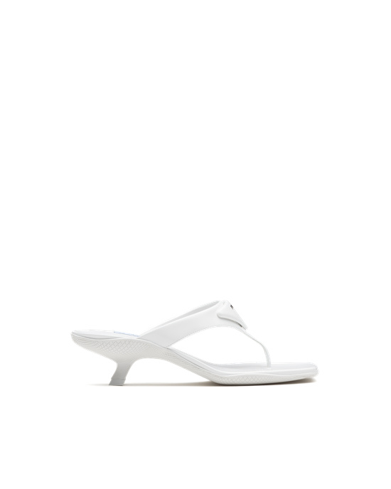 Prada Brushed Lær High-heeled Thong Sandals Hvite | 486-JDHVMF