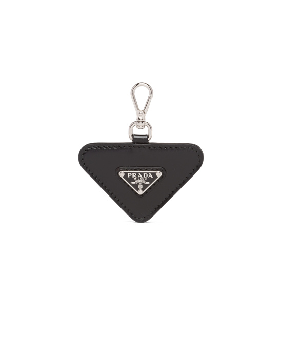 Prada Brushed Lær Name Tag For Pet Svarte | 847-FPJMXA