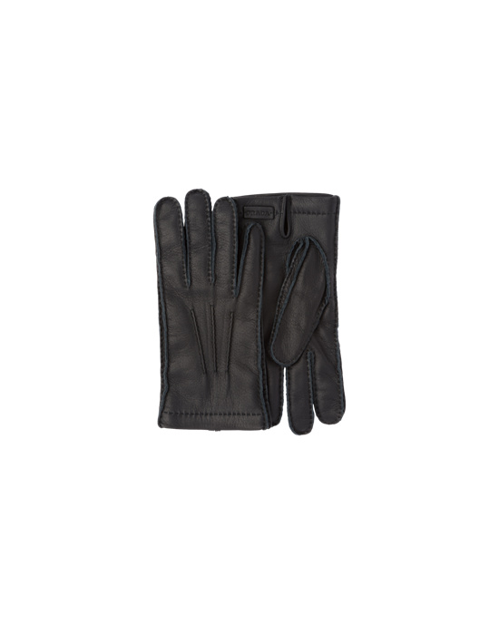 Prada Deer Lær Gloves Svarte | 452-HPOTVN