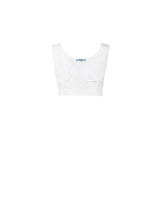 Prada Embroidered Poplin Top Hvite | AVKZED075