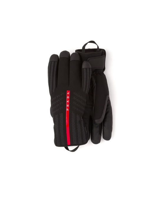 Prada Gore-tex, Lær And Knit Ski Gloves Svarte | 269-HXVFSZ