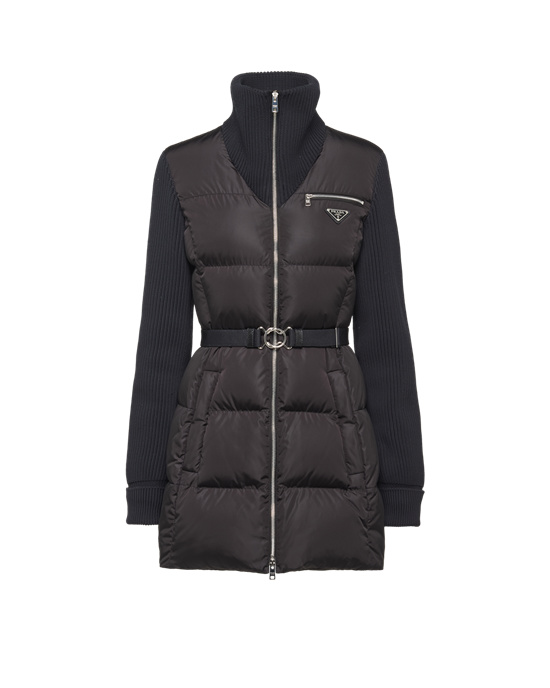 Prada Lette Nylon Puffer Jacket Svarte | 290-NAETIL