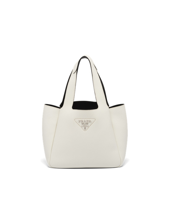 Prada Lær Tote Hvite | IATNRZ485