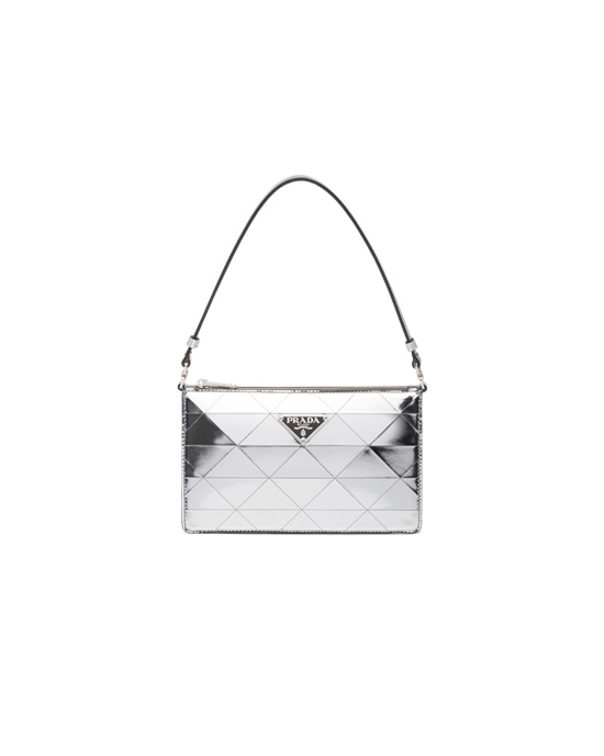 Prada Metallic Lær Mini-bag Sølv | 346-LSODCK