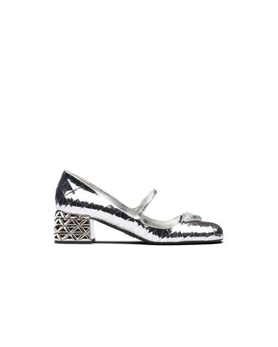 Prada Metallic Lær Pumps Sølv | 678-YLDXAW