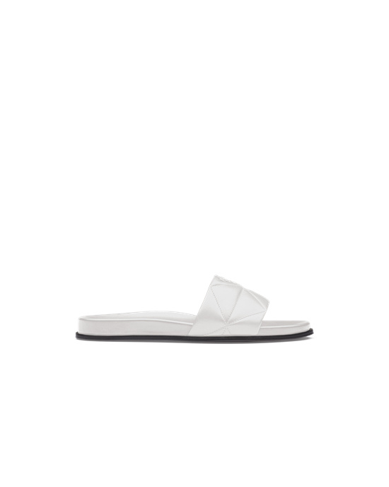 Prada Nappa Lær Slides Hvite | OVTKHW583