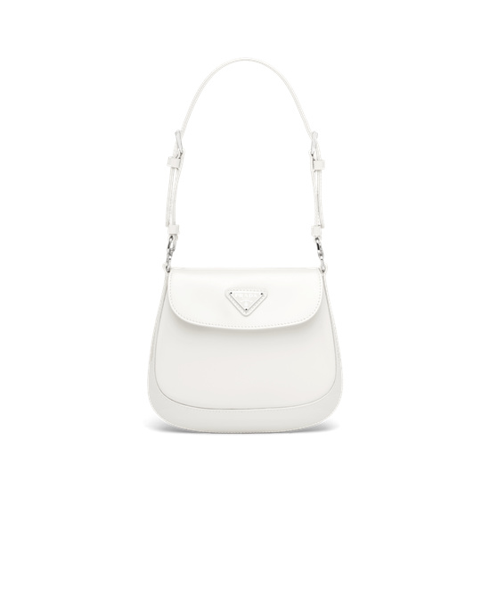 Prada Prada Cleo Brushed Lær Mini Bag Hvite | 157-QBORYW