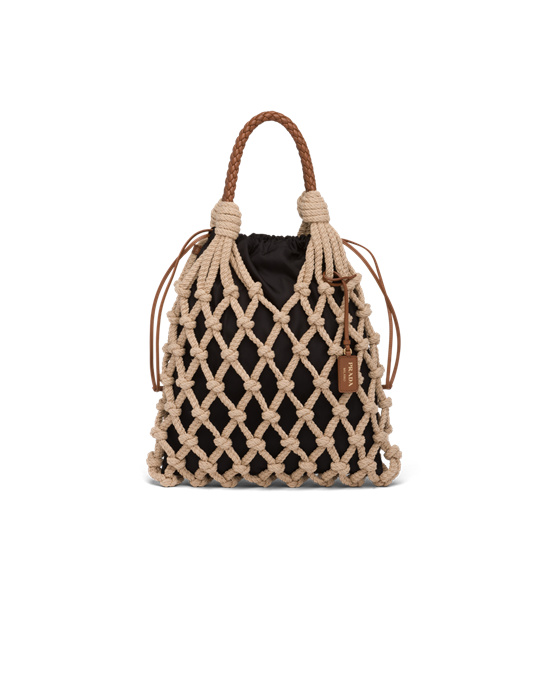 Prada Prada Fishnet Cord Mesh And Nylon Bag Cord / Cognac | 240-CSFBQA
