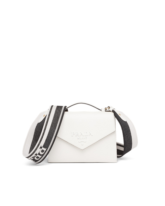 Prada Prada Monochrome Saffiano And Lær Bag Hvite | CNEAKQ340