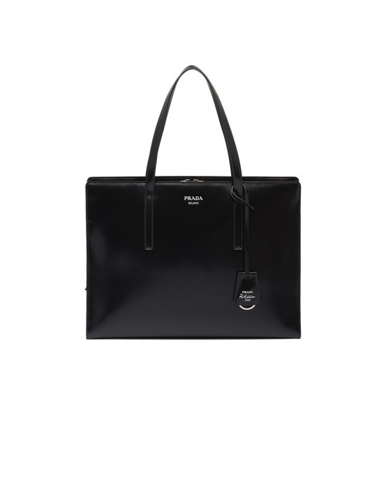 Prada Prada Re-edition 1995 Brushed-leather Large Handbag Svarte | FHCBRS184