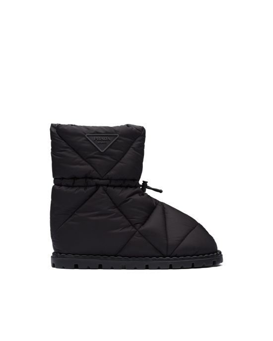 Prada Quilted Nylon Fabric Booties Svarte | 897-NALJRZ