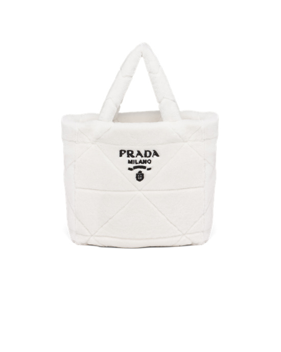 Prada Quilted Shearling Tote Bag Hvite Svarte | WYGXBI092