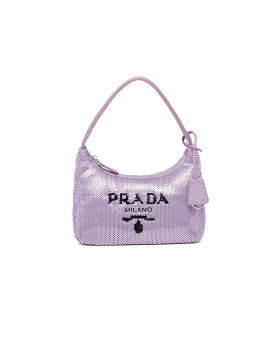 Prada Re-edition 2000 Sequined Re-nylon Mini-bag Svarte | 514-RQWHYI