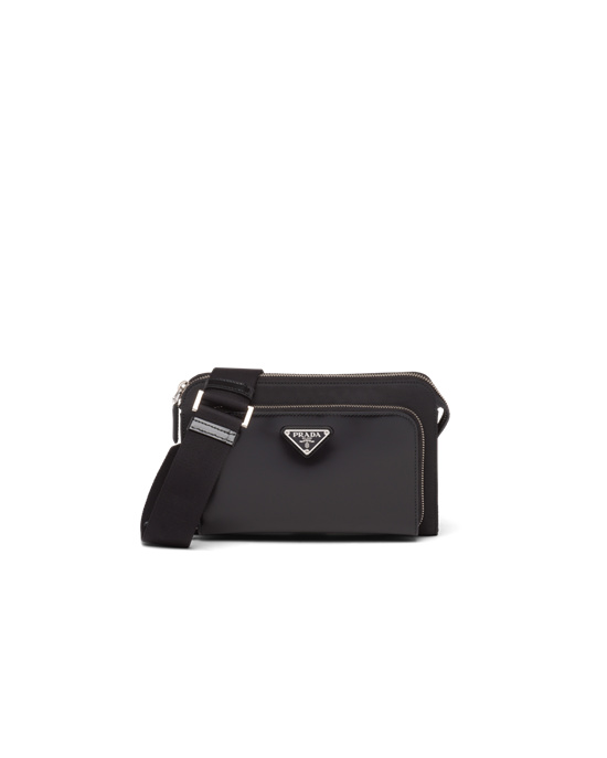 Prada Re-nylon And Lær Shoulder Bag Svarte | 714-JDIHQT