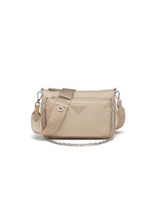 Prada Re-nylon And Saffiano Lær Shoulder Bag Beige | 248-AGQRCH