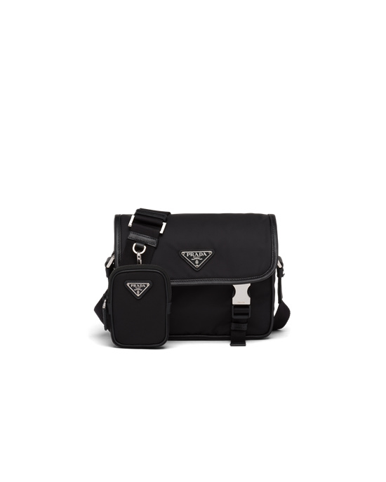 Prada Re-nylon And Saffiano Lær Shoulder Bag Svarte | 605-GCBIQZ