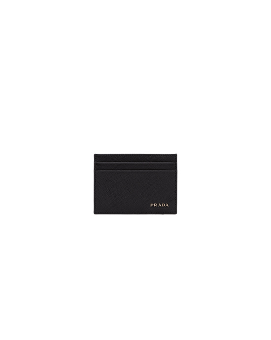 Prada Saffiano Lær Card Holder Svarte | 013-LYXWEO