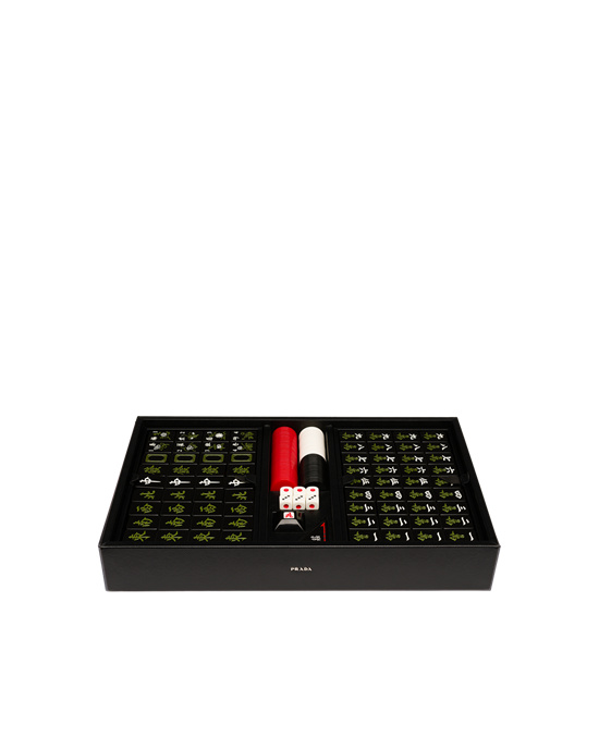 Prada Saffiano Lær Mahjong Game Svarte | 926-AQDPEY