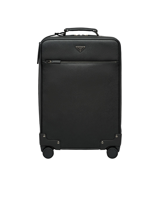 Prada Saffiano Lær Trolley Svarte | 186-DZSBEM