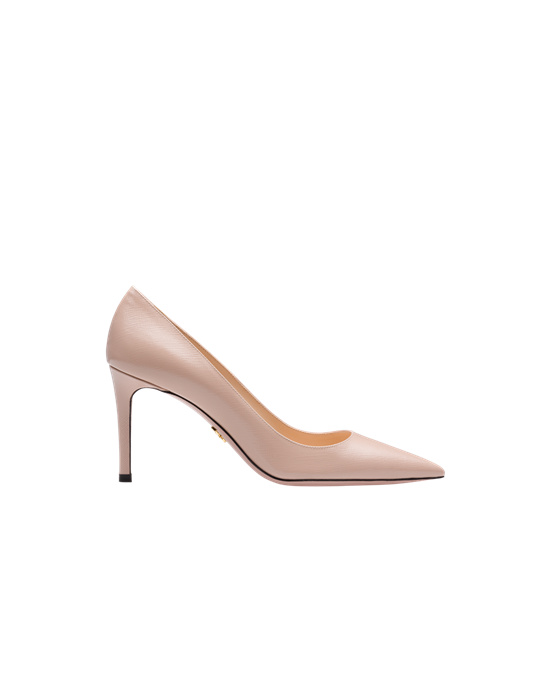 Prada Saffiano Textured Patent Lær Pumps Rosa | 516-OGHWJA