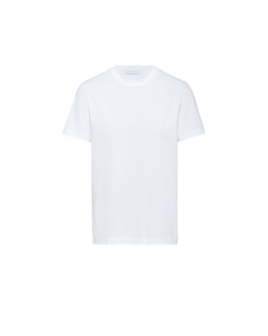 Prada Stretch Bomull T-shirt Hvite | CUGMWE795