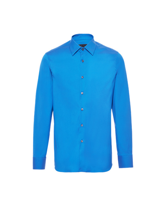 Prada Stretch Poplin Shirt Lyse Blå | 947-MAQDBF