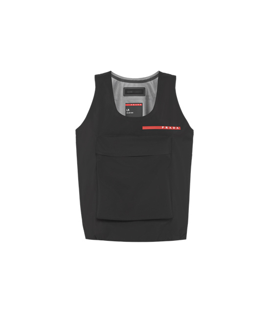 Prada Technical Fabric Top With Large Pocket Svarte | 260-XAHWLY