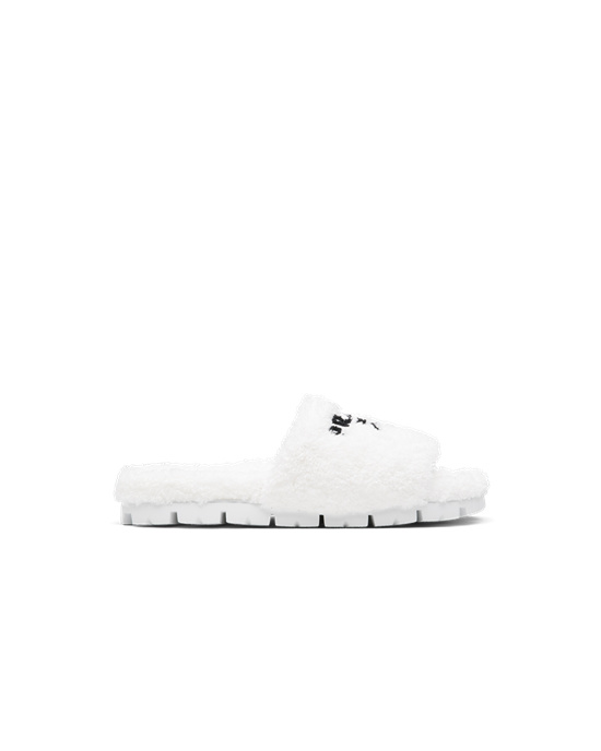 Prada Terry Cloth Slides Hvite Svarte | 260-FJIAMS