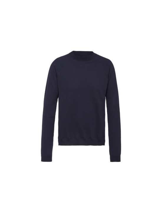 Prada Worsted Wool Turtleneck Genser Marineblå | AJRPIS769